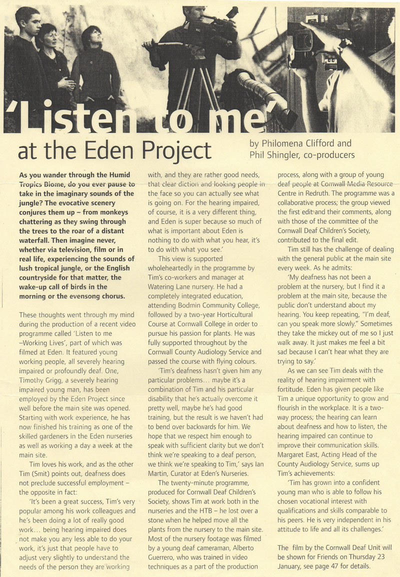 In-house Eden project magazine